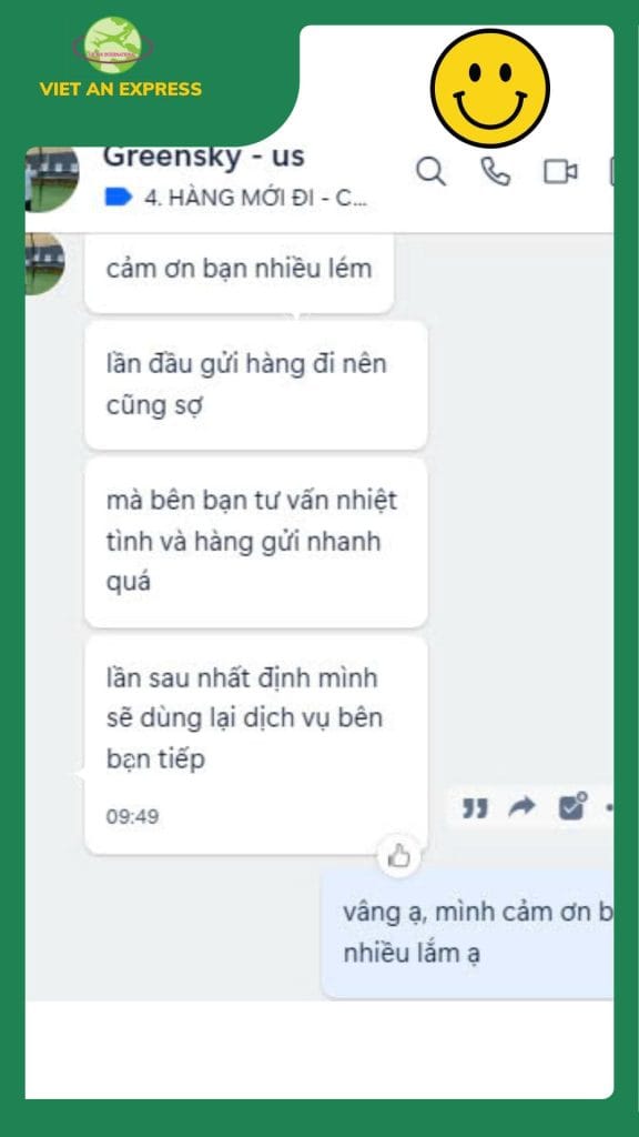 Feedback khách hàng gửi hàng thực tế tại Việt An Express