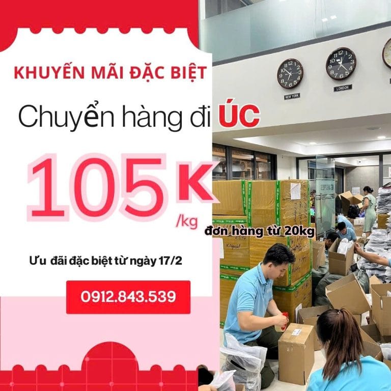 Gửi Hàng Đi Úc Cho Du Học Sinh Việt Nam Ở Úc Giá Chỉ 105K/Kg