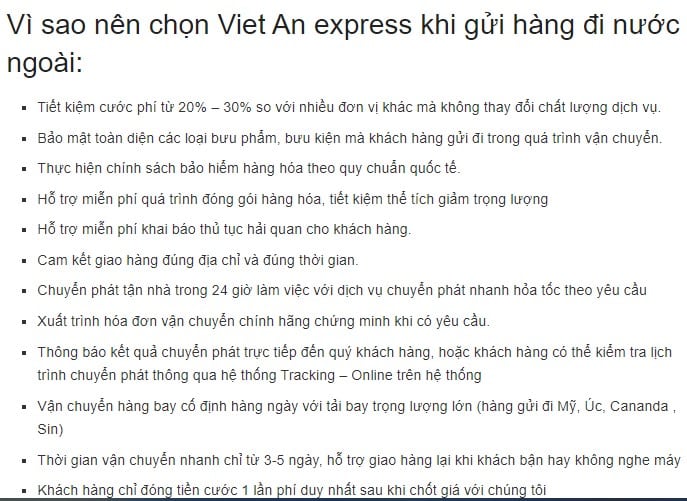 Vì Sao nên chọn Viet An Express làm đơn vị gửi hàng