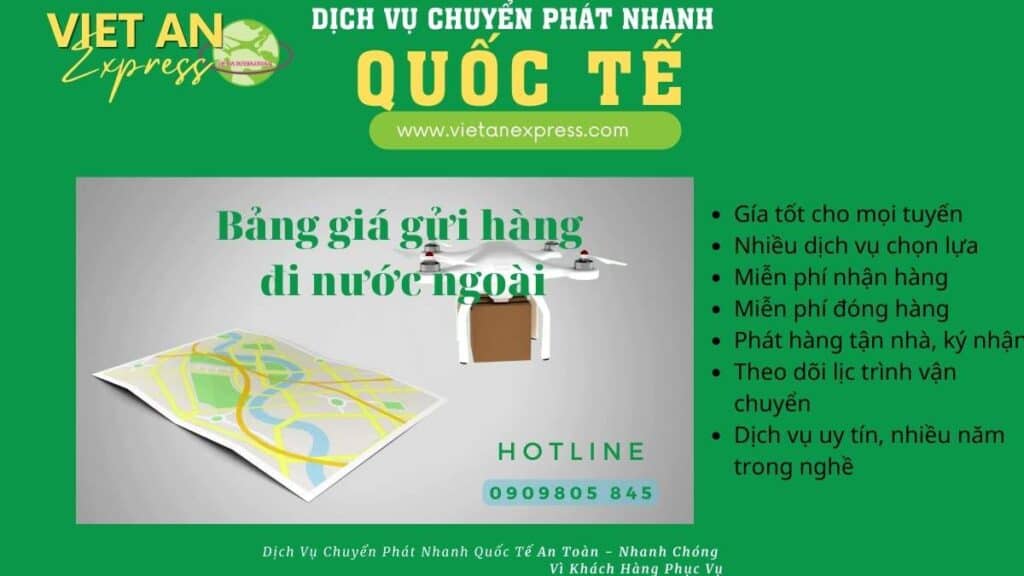 Bảng giá gửi hàng đi nước ngoài