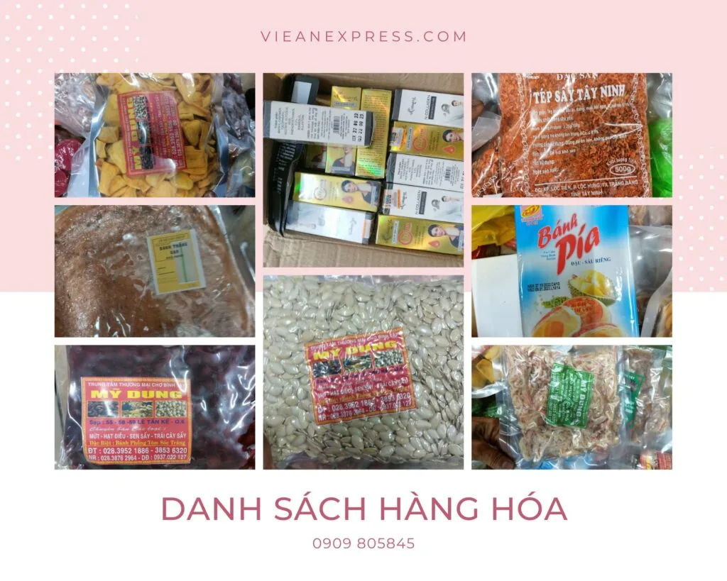 Hàng thực phẩm khô, đồ ăn gửi đi nước ngoài