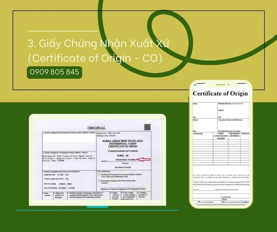 3. Giấy Chứng Nhận Xuất Xứ (Certificate of Origin - CO)
