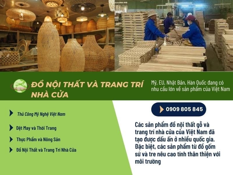 Hàng nội thất và trang trí nhà cửa xuất khẩu