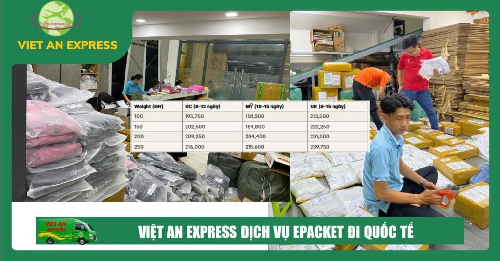 Hàng epacket từ VIệt Nam đi Quốc Tế tai Việt An Express