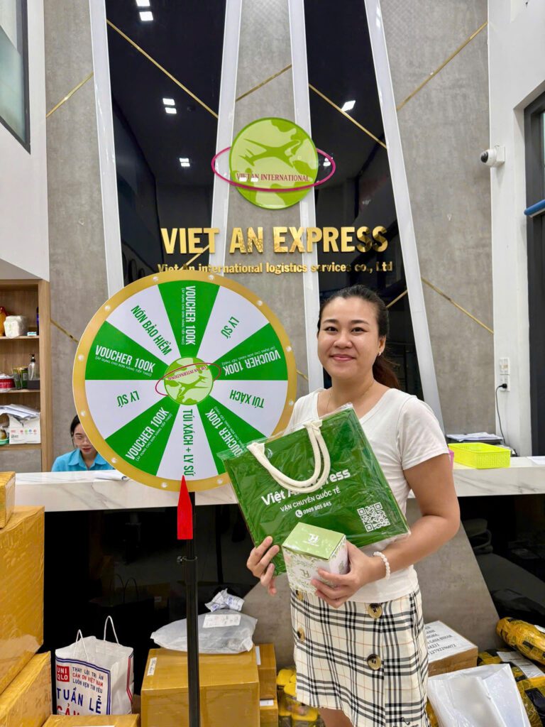 Gửi Hàng Thả Ga - Rinh Quà May Mắn Cùng Vòng Quay Tri Ân Từ Việt An Express! Vòng quay mắn mắn, khách hàng trúng giải khi gửi hàng quốc tế tại Việt An express