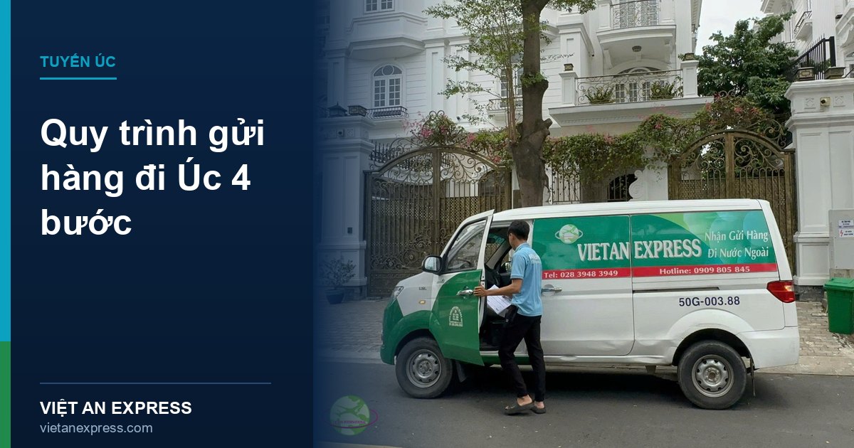 Quy trình gửi hàng đi Úc 4 bước — pickup miễn phí kho TPHCM | Việt An Express