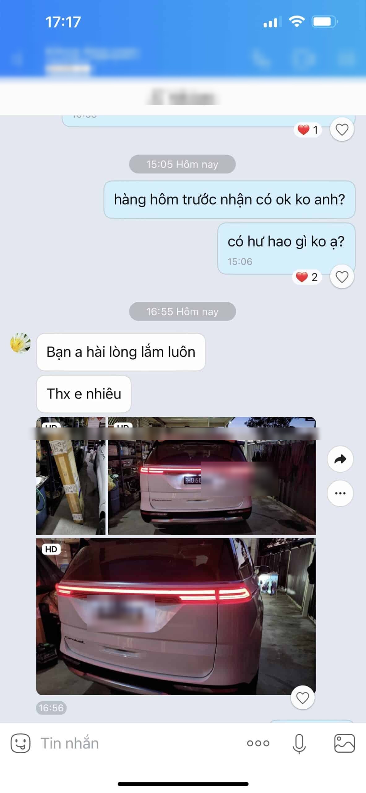 Phản hồi của khách nhận hàng qua Việt An Express (đã che thông tin)